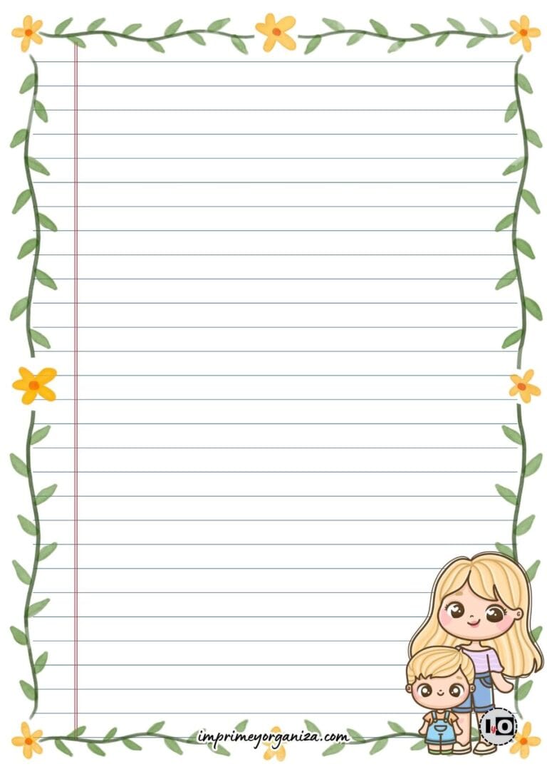 Hoja de carta Mamá rubia e hijo