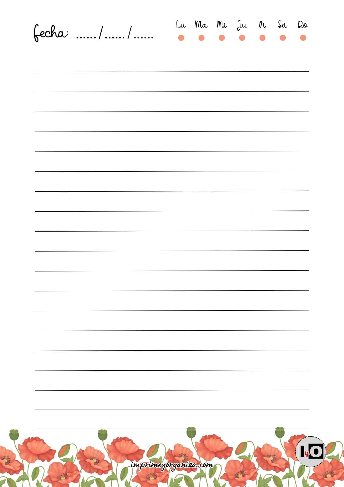 Hoja rayada amapolas