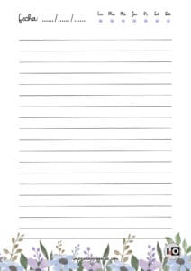 Hoja rayada flores moradas