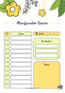 Planificador Diario cute flower amarillo