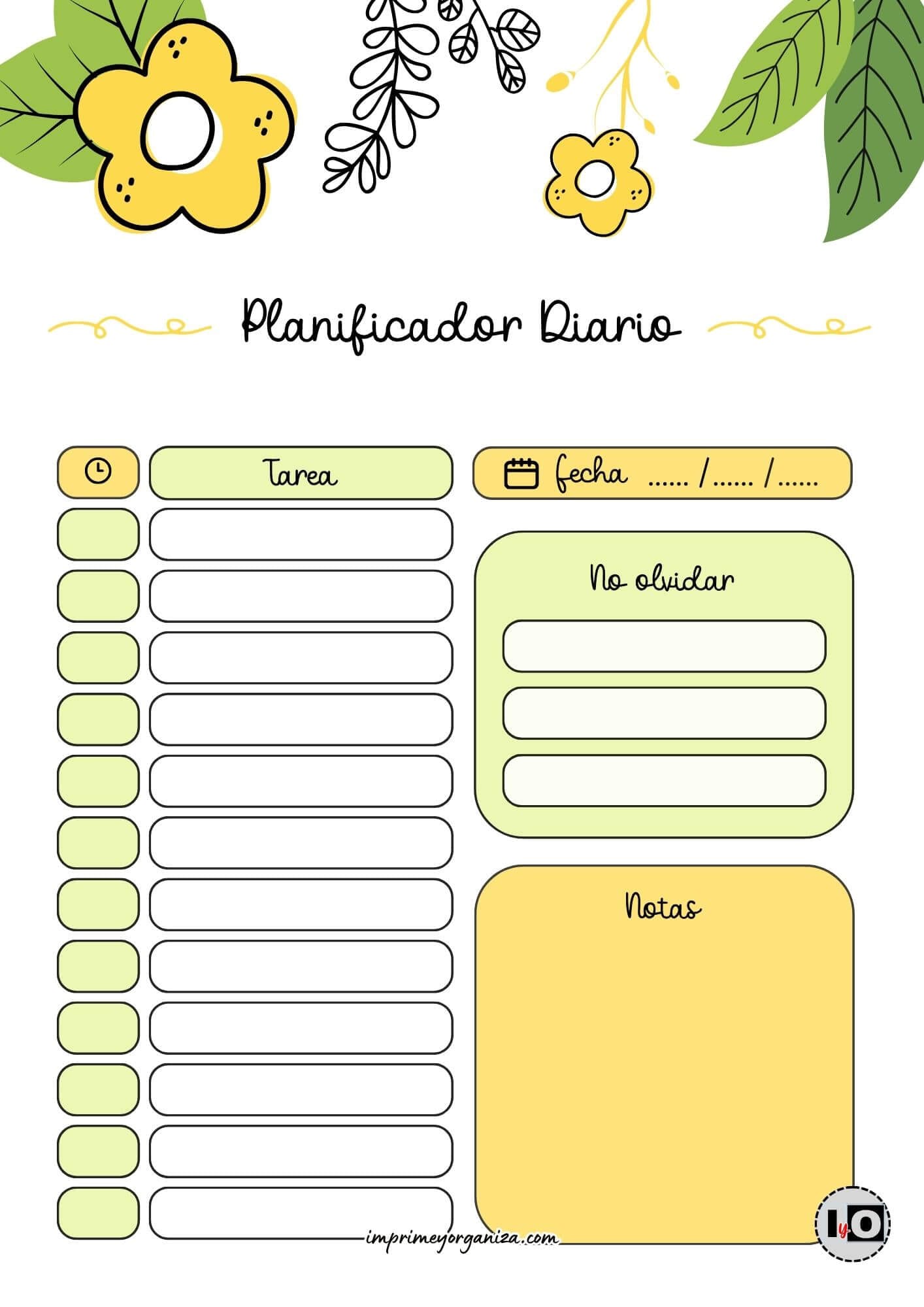 Planificador Diario cute flower amarillo