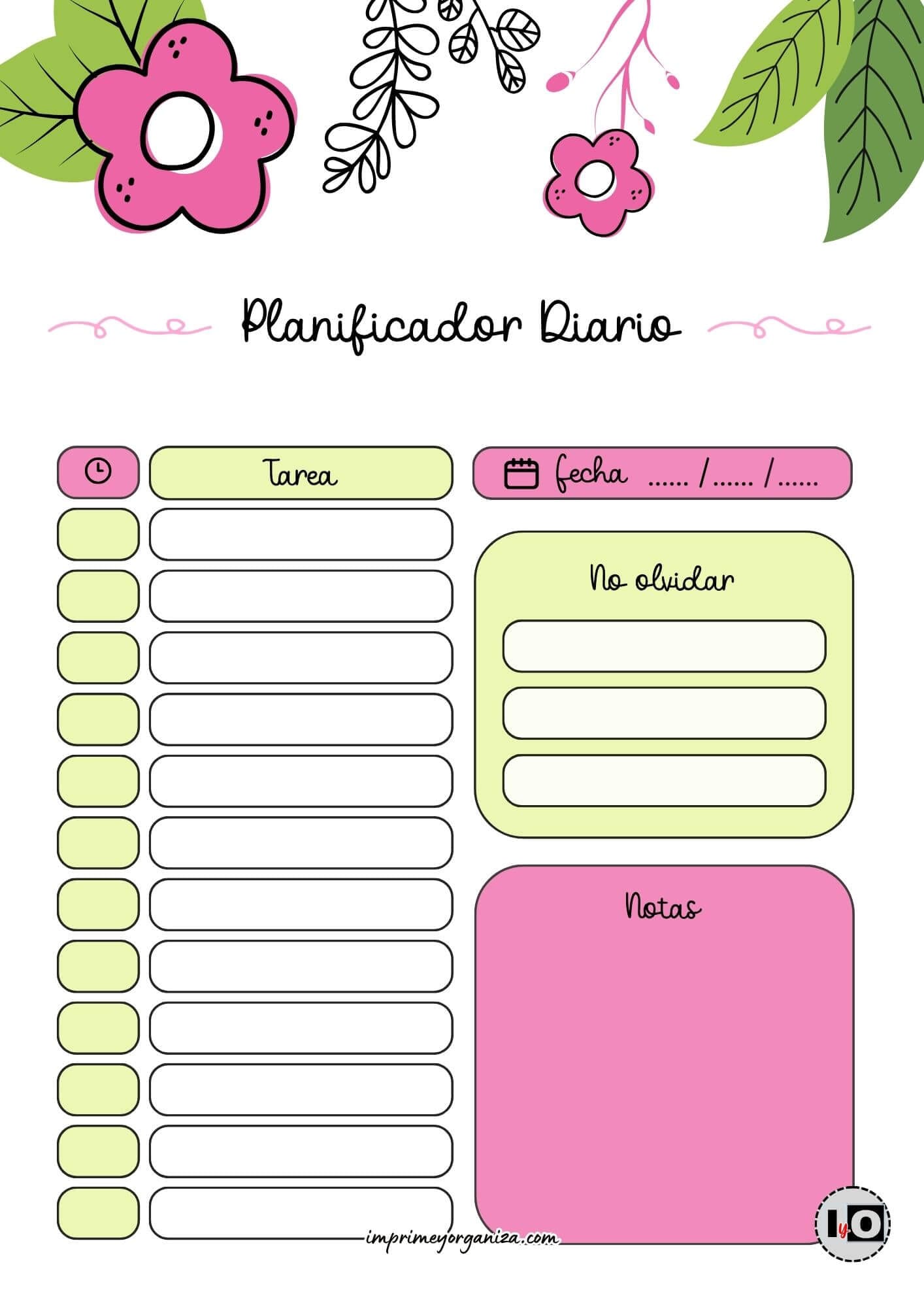 Planificador Diario cute flower fucsia