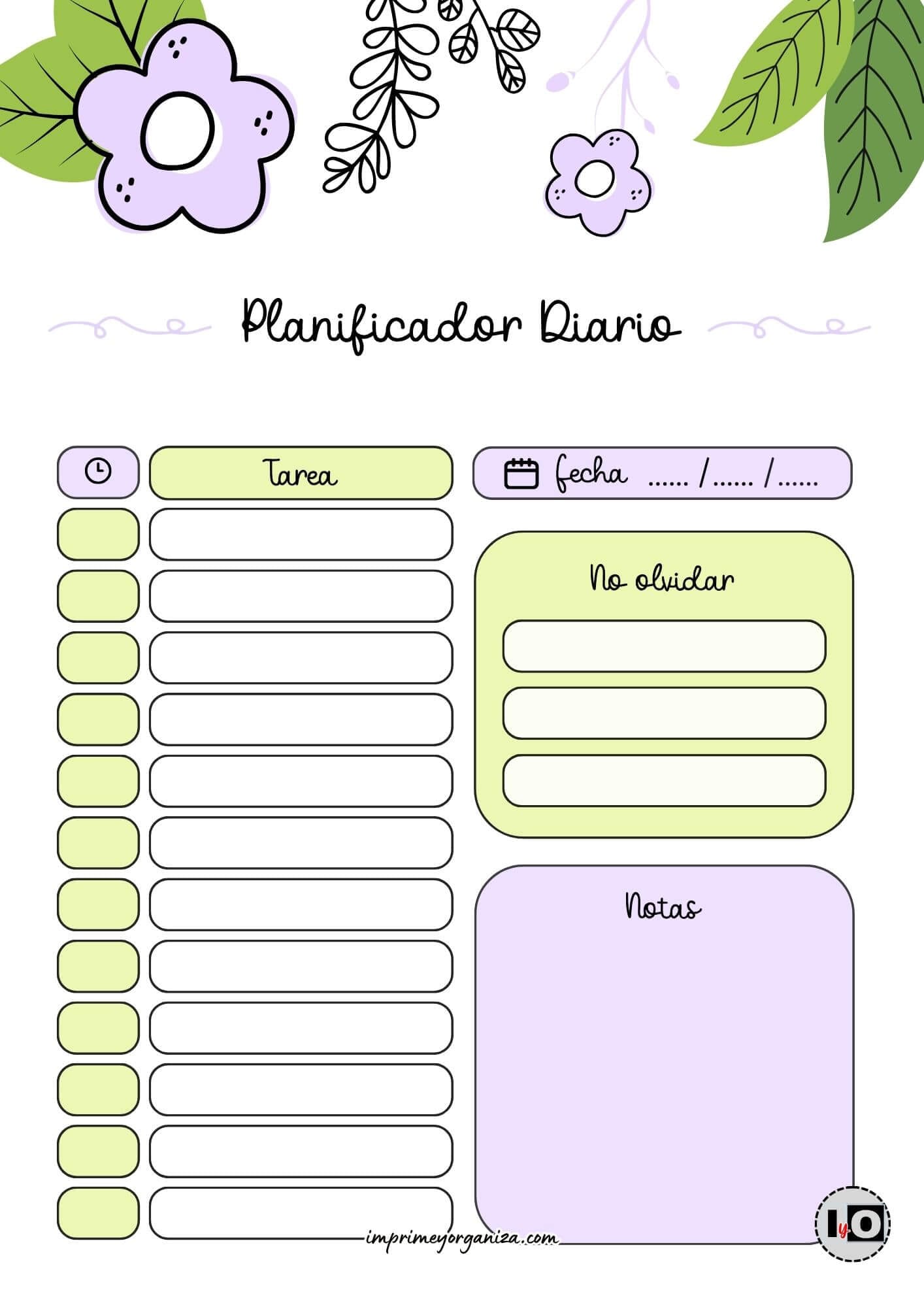 Planificador Diario cute flower lila