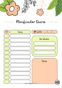 Planificador Diario cute flower naranja