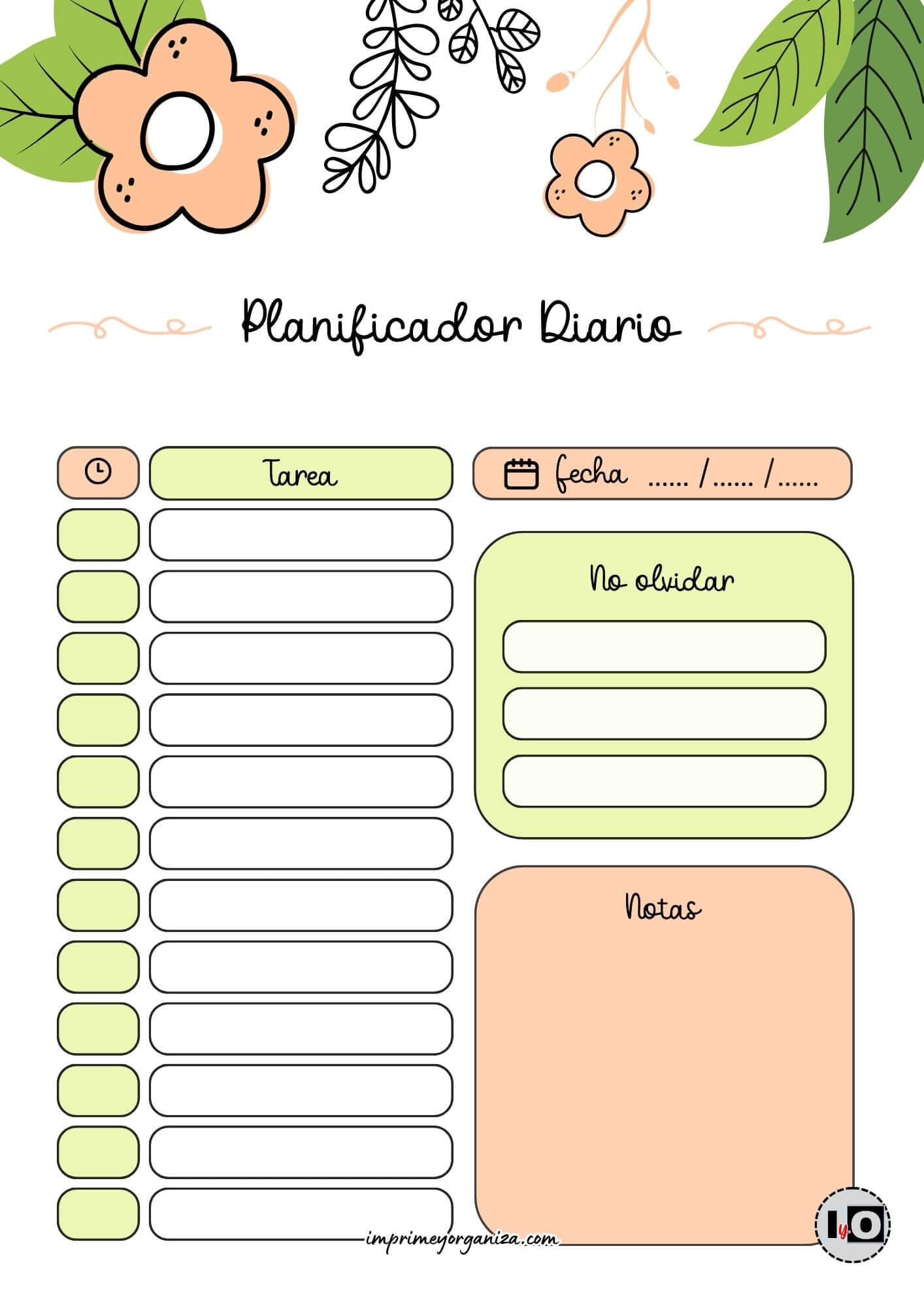 Planificador Diario cute flower naranja