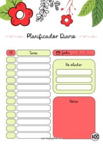 Planificador Diario cute flower rojo