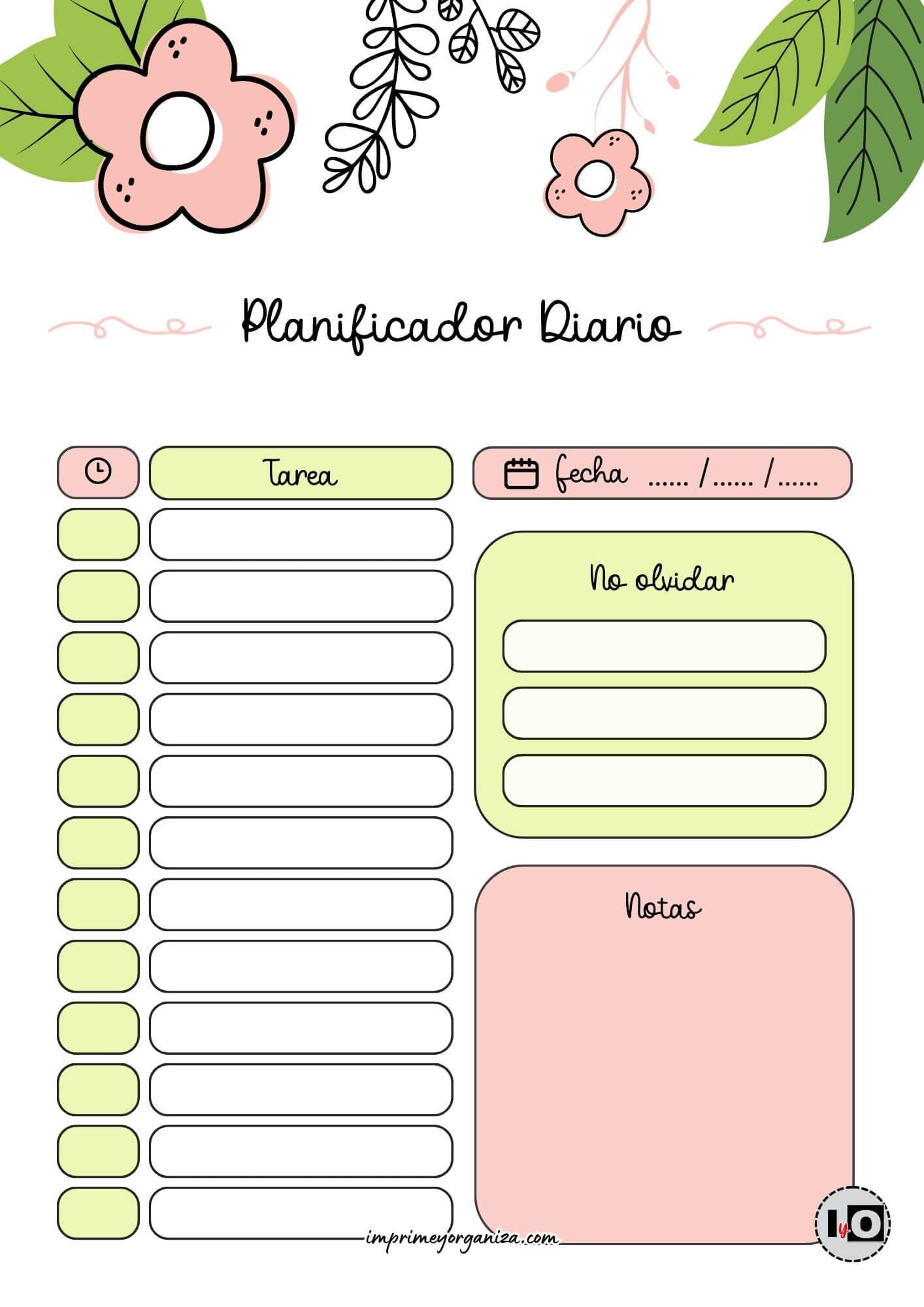 Planificador Diario cute flower rosa