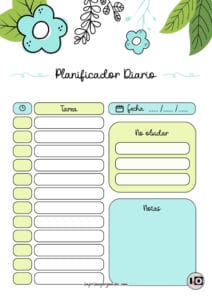 Planificador Diario cute flower turquesa