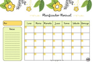 Planificador Mensual cute flower amarillo