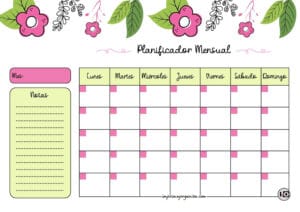 Planificador Mensual cute flower fucsia