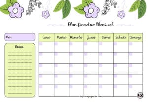 Planificador Mensual cute flower lila