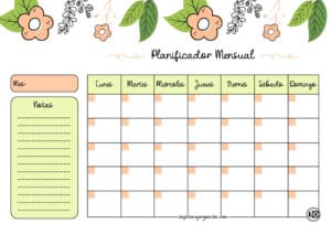 Planificador Mensual cute flower naranja