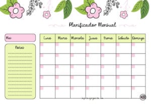 Planificador Mensual cute flower pink