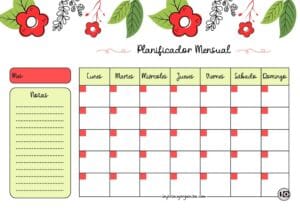 Planificador Mensual cute flower rojo