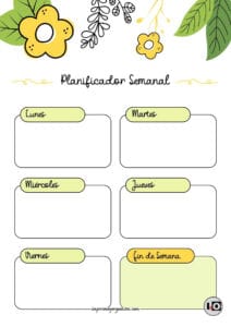Planificador Semanal cute flower amarillo