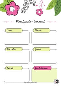 Planificador Semanal cute flower fucsia