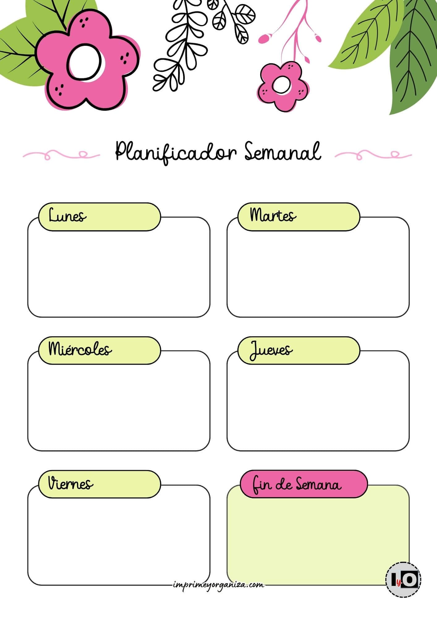 Planificador Semanal cute flower fucsia