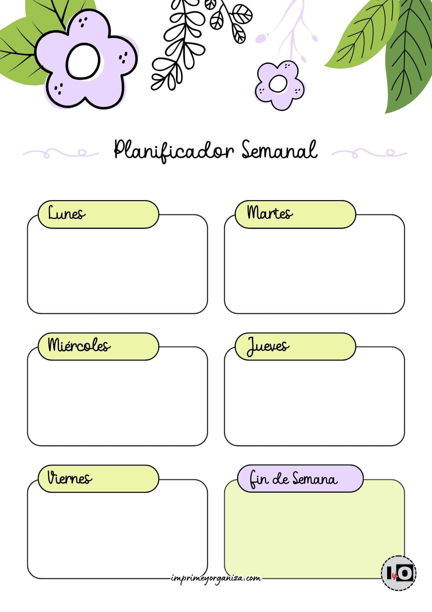 Planificador Semanal cute flower lila