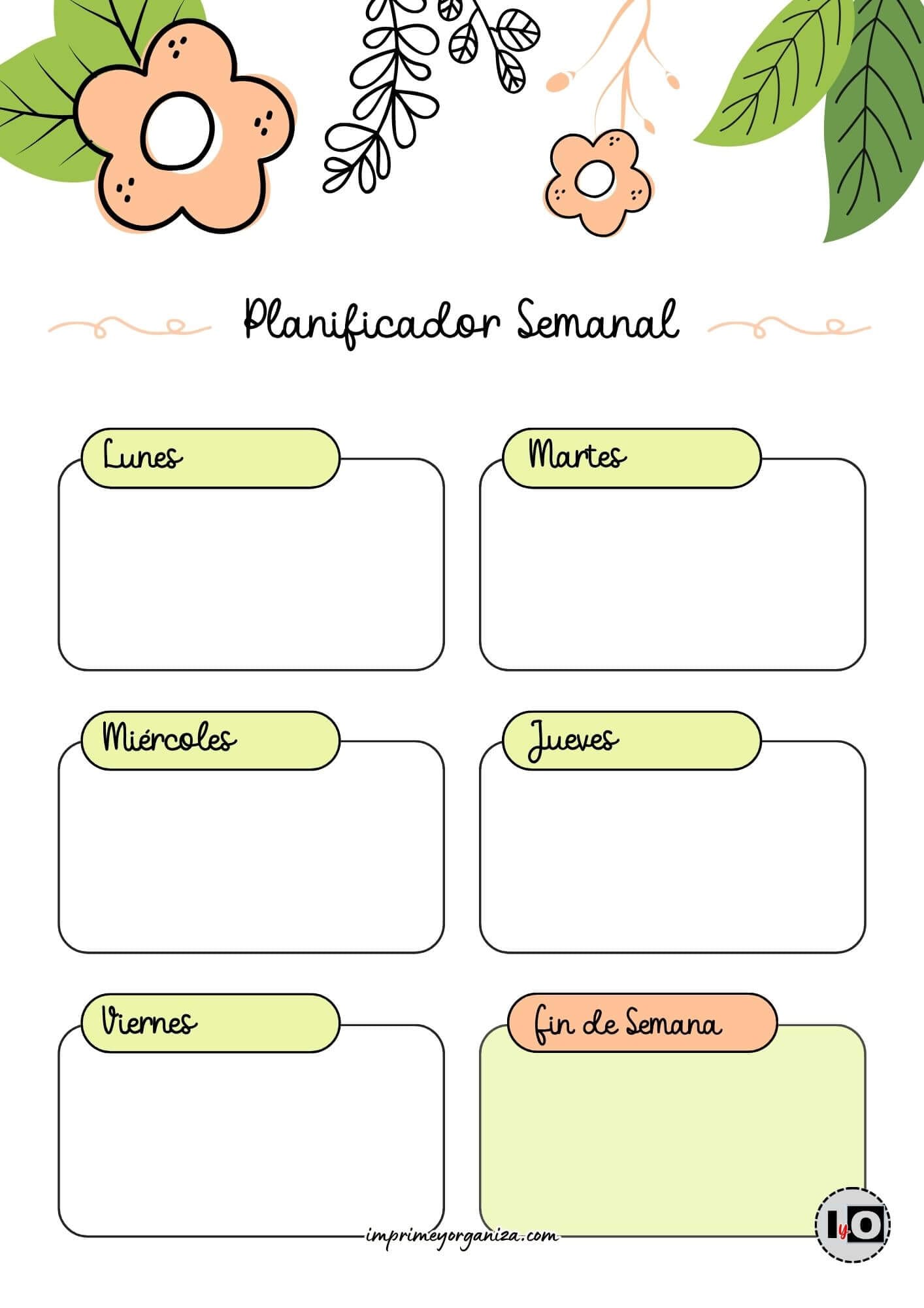 Planificador Semanal cute flower naranja