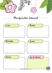 Planificador Semanal cute flower pink