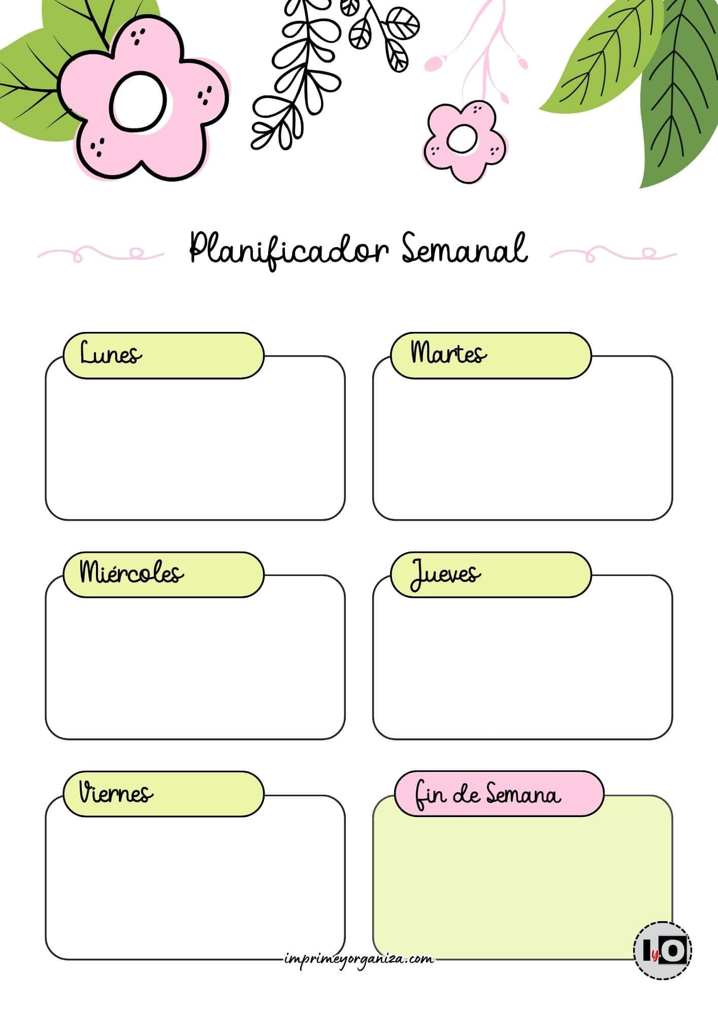 Planificador Semanal cute flower pink