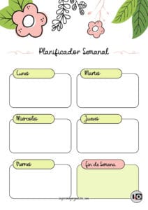 Planificador Semanal cute flower rosa