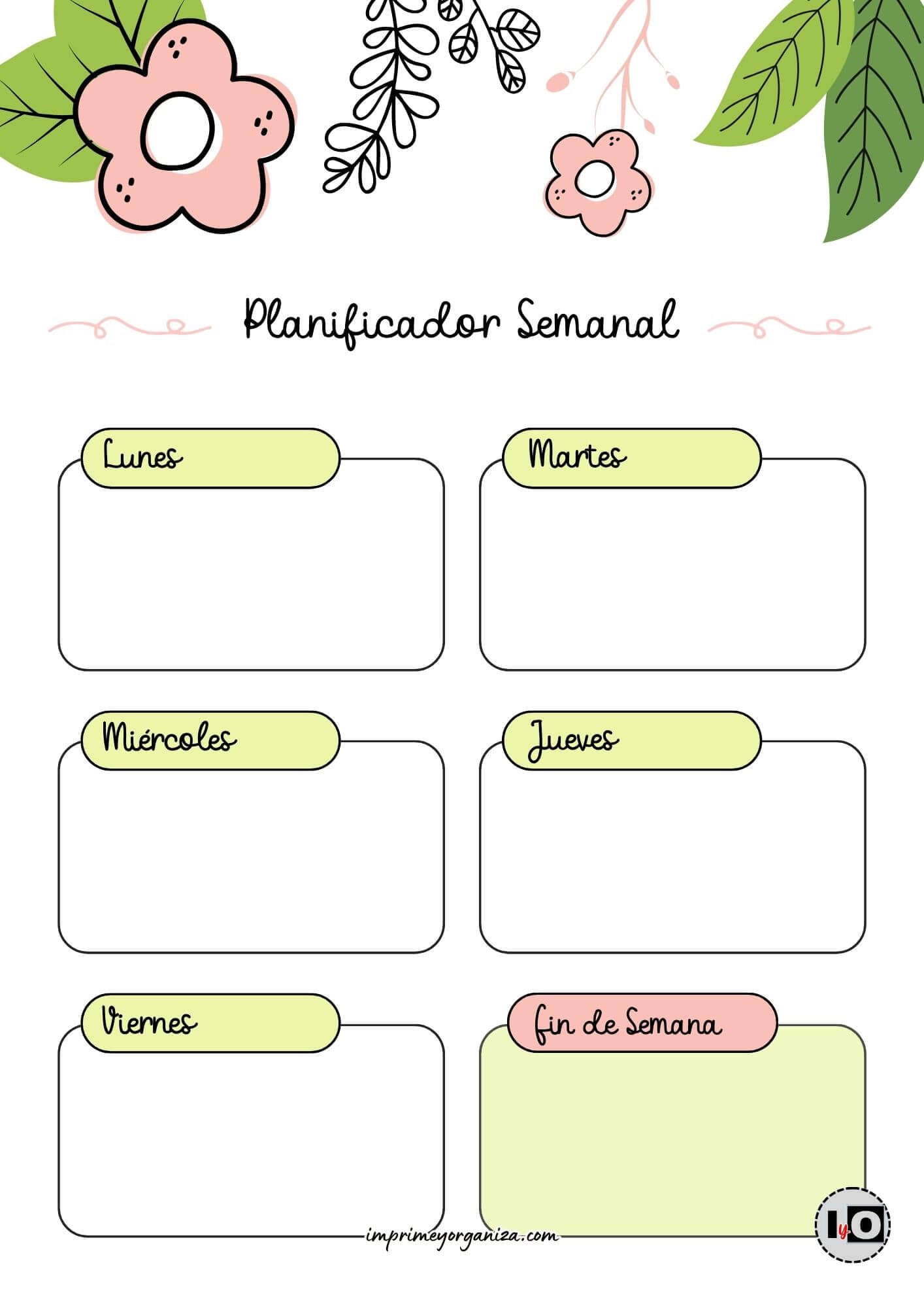 Planificador Semanal cute flower rosa