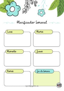 Planificador Semanal cute flower turquesa