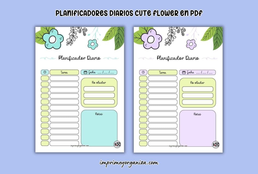 Planificadores diarios cute flower imprimibles gratis