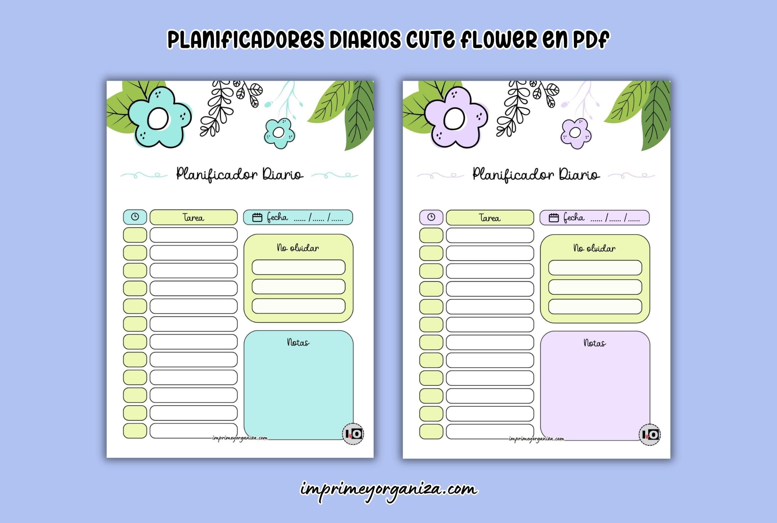 Planificadores diarios cute flower imprimibles gratis
