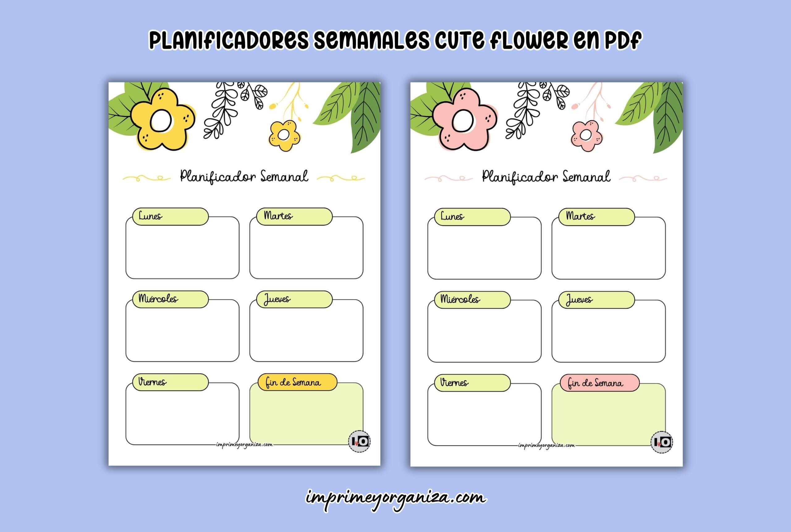Planificadores semanales cute flower imprimibles gratis