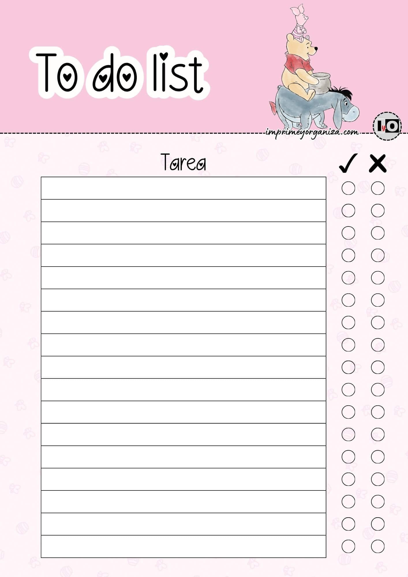 To do list Winnie, Igor y Piglet