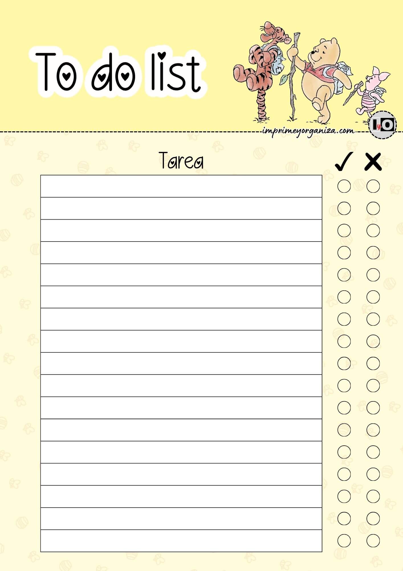 To do list Winnie and friends