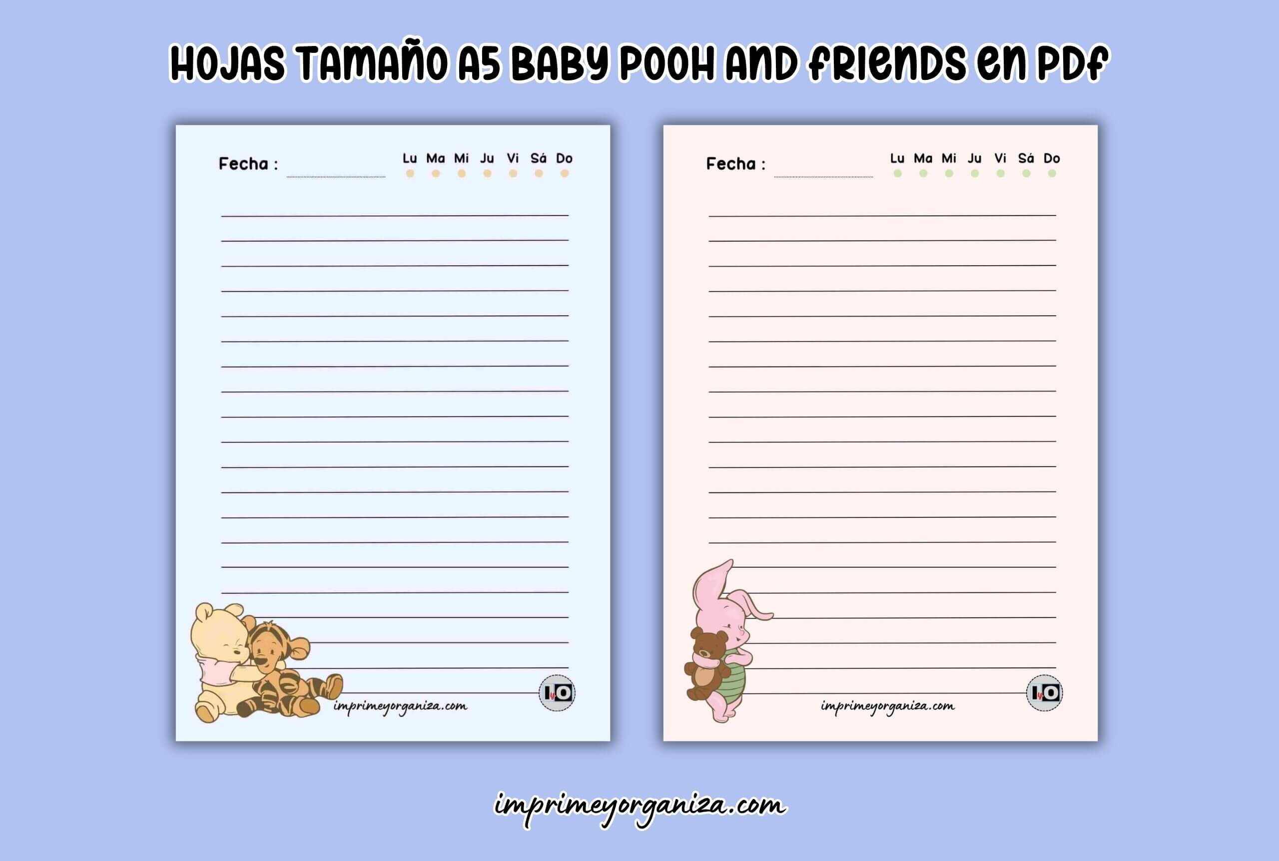 hojas Baby pooh and friends en pdf gratis