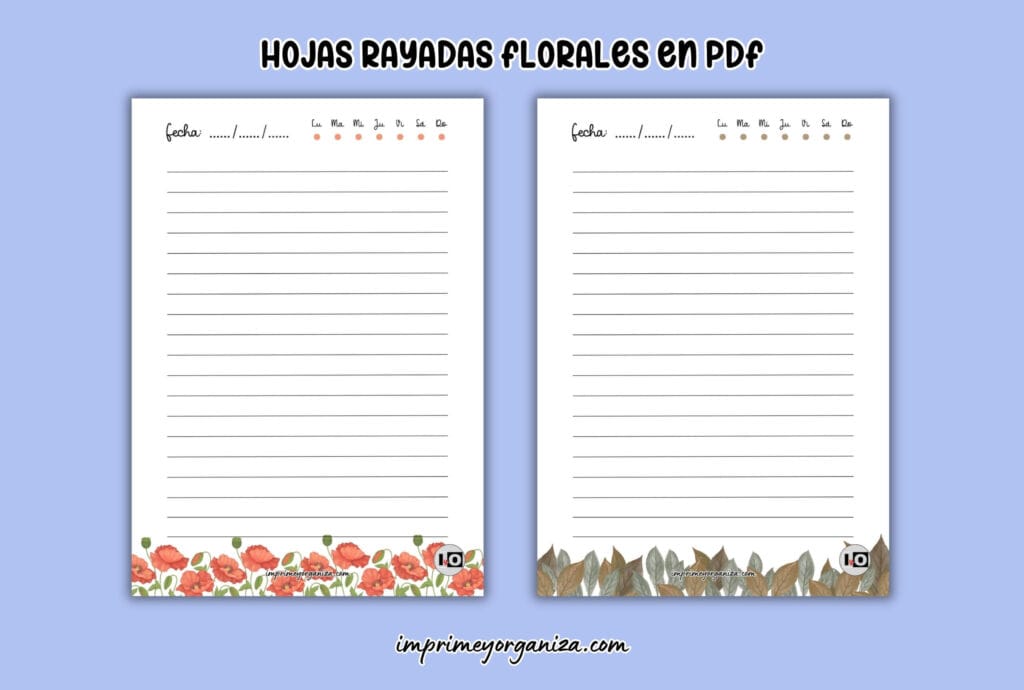 hojas rayadas florales imprimibles gratis
