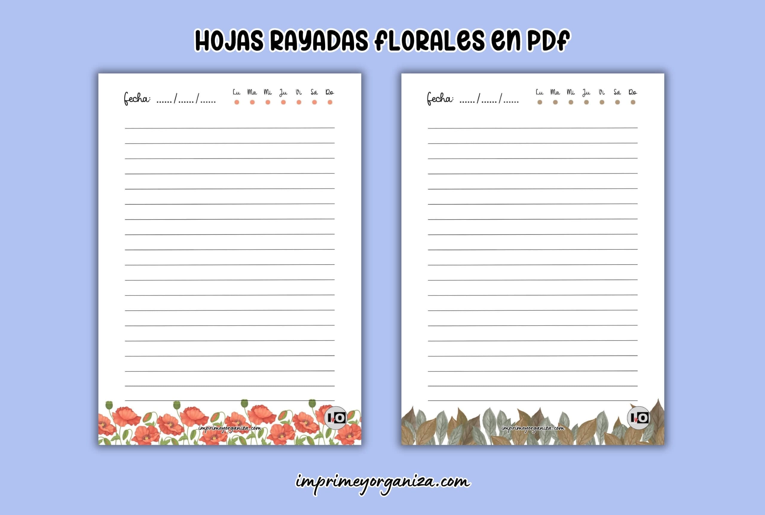 hojas rayadas florales imprimibles gratis
