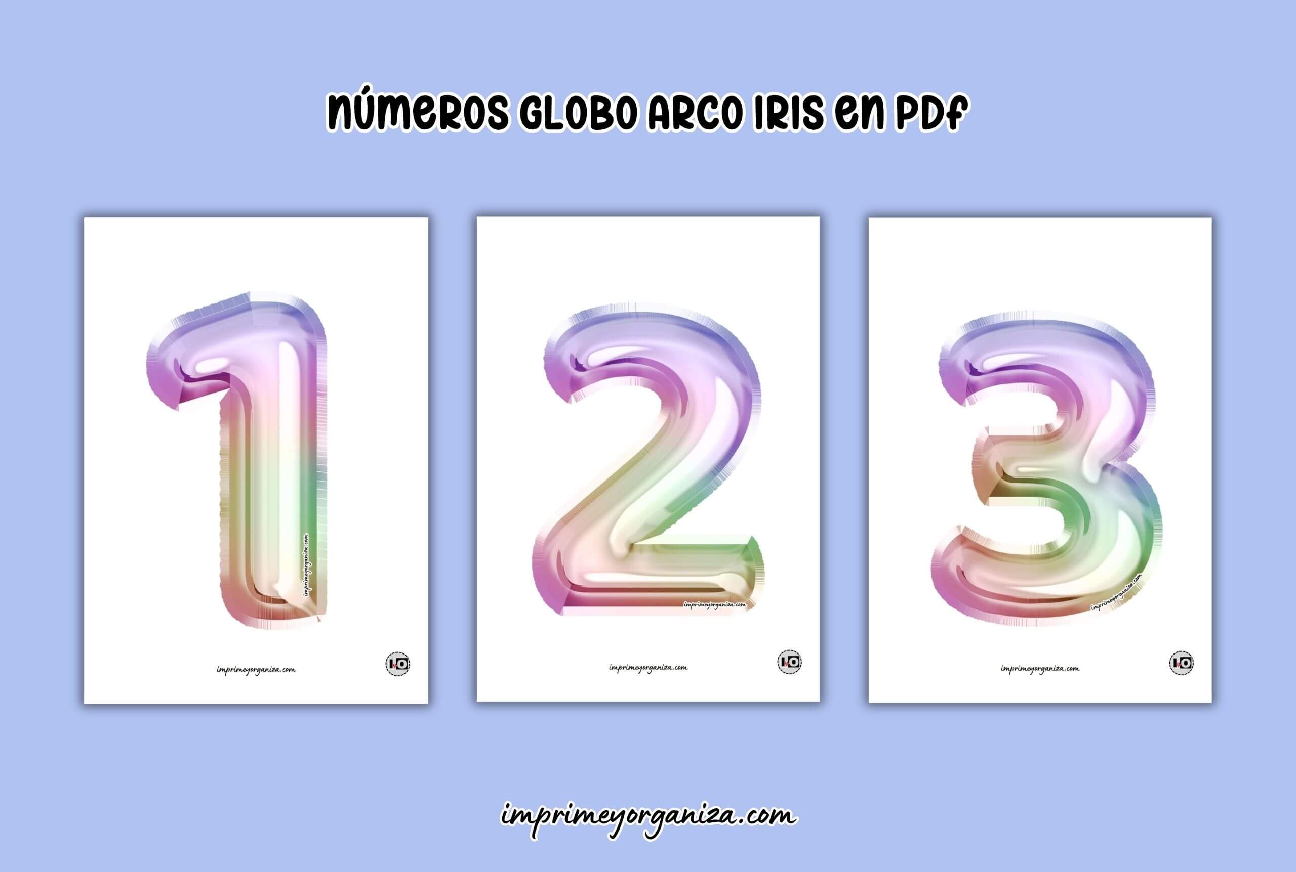 números globo arco-iris para imprimir gratis