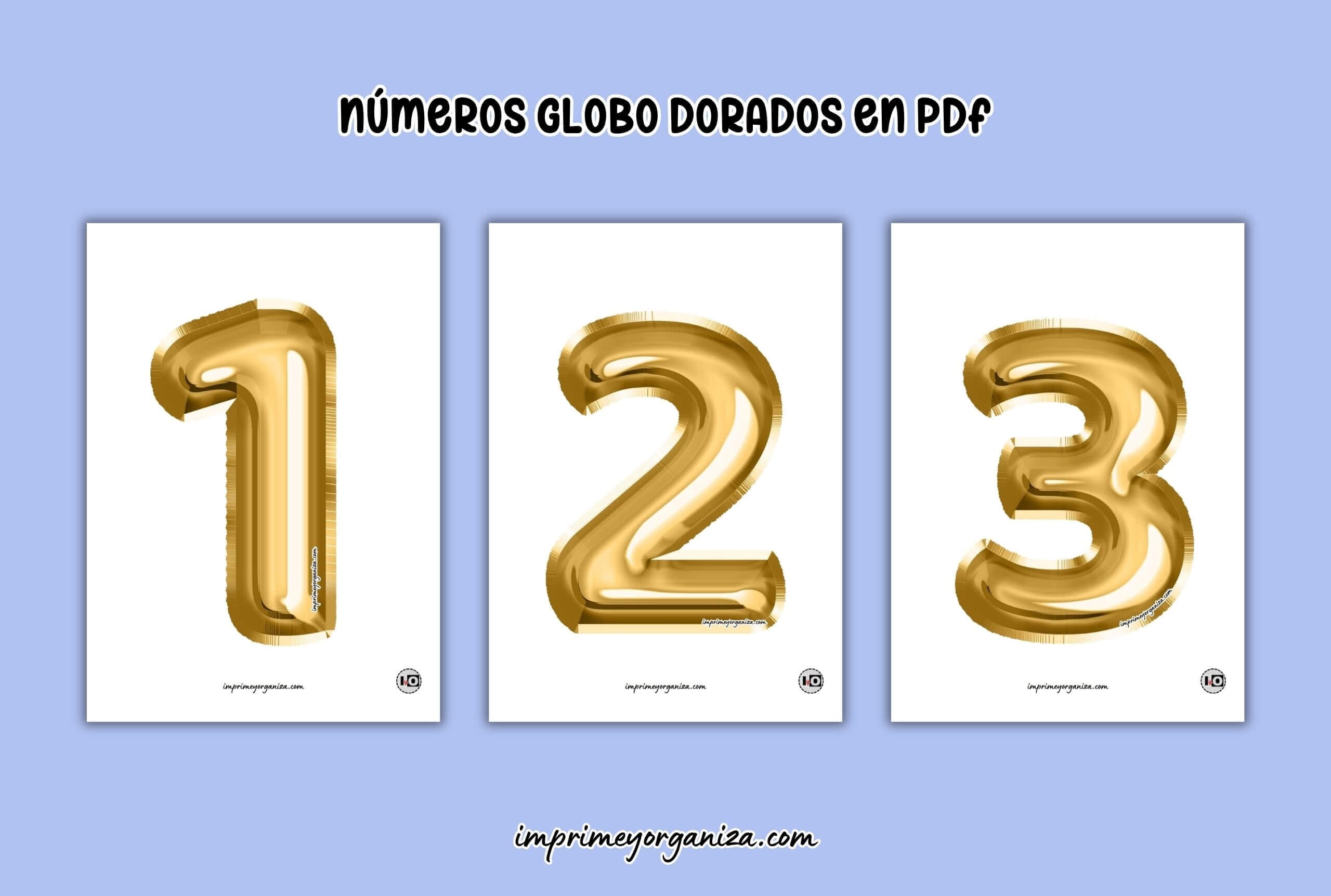 números globo dorados para imprimir gratis