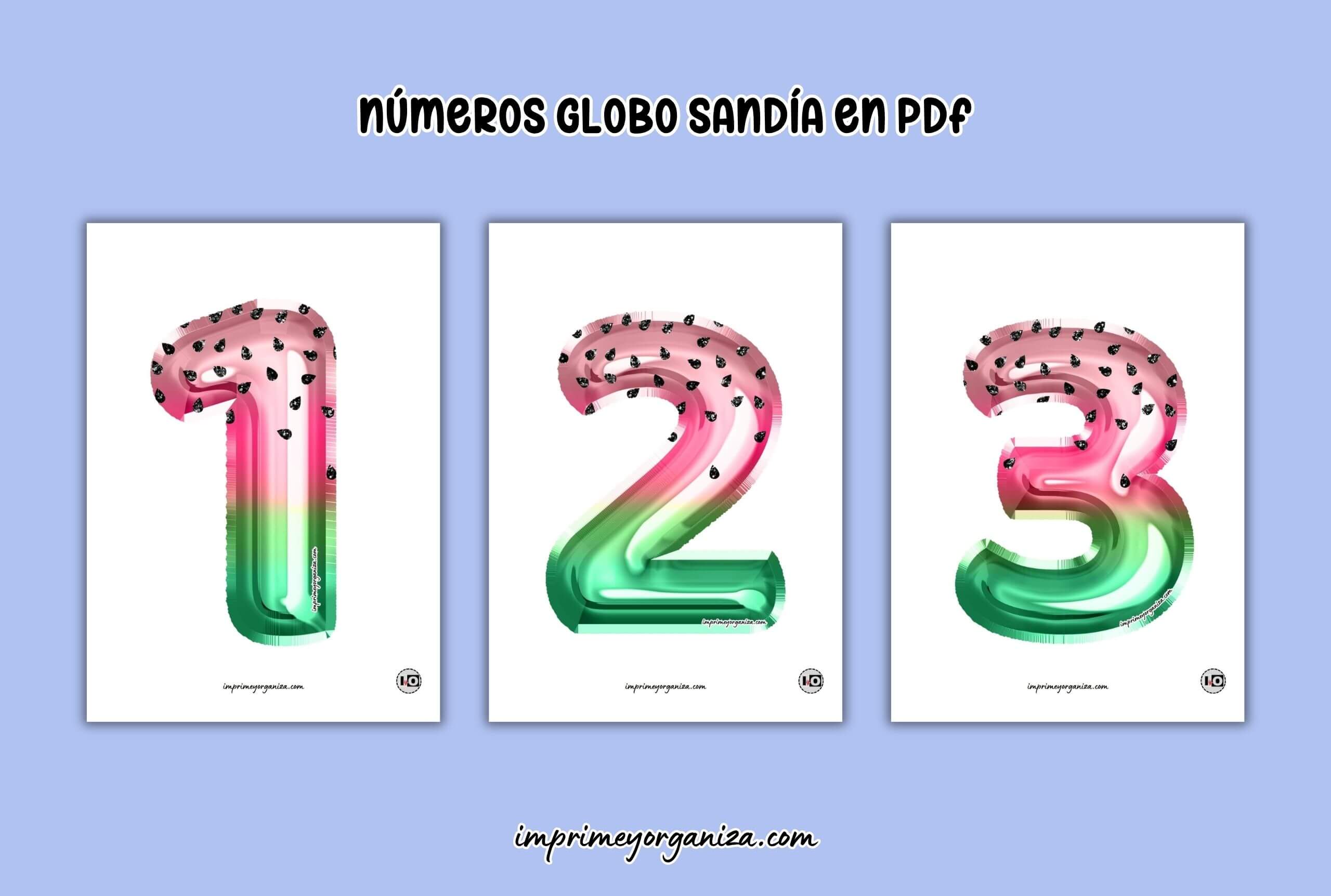 números globo sandía para imprimir gratis