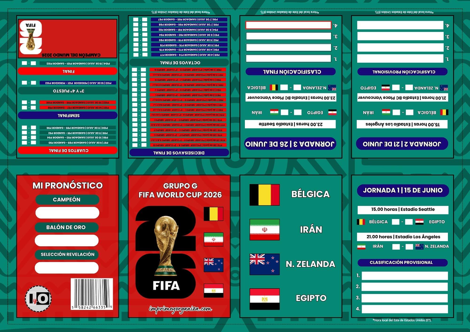 Fixture Grupo G Mundial