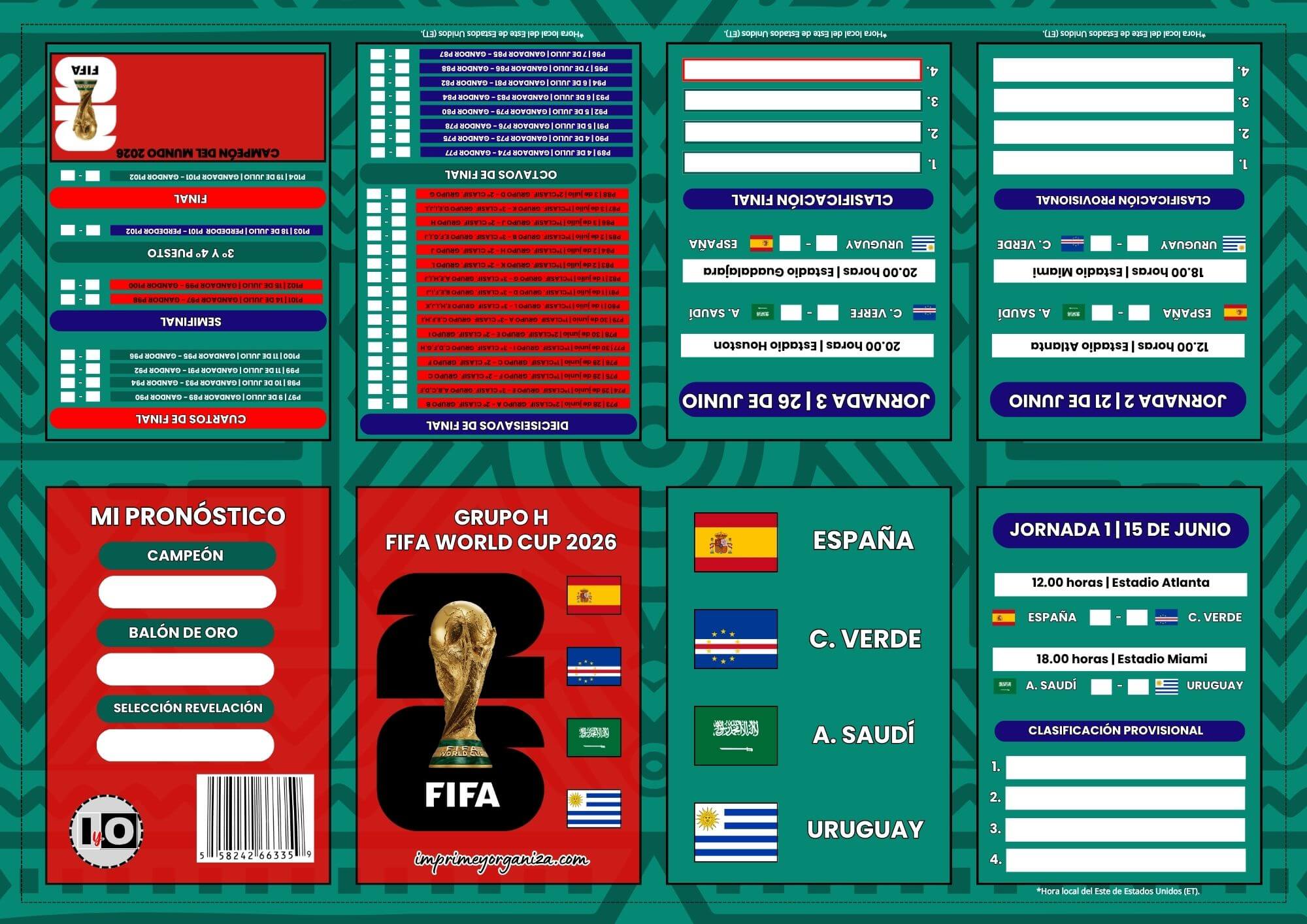 Fixture Grupo H Mundial