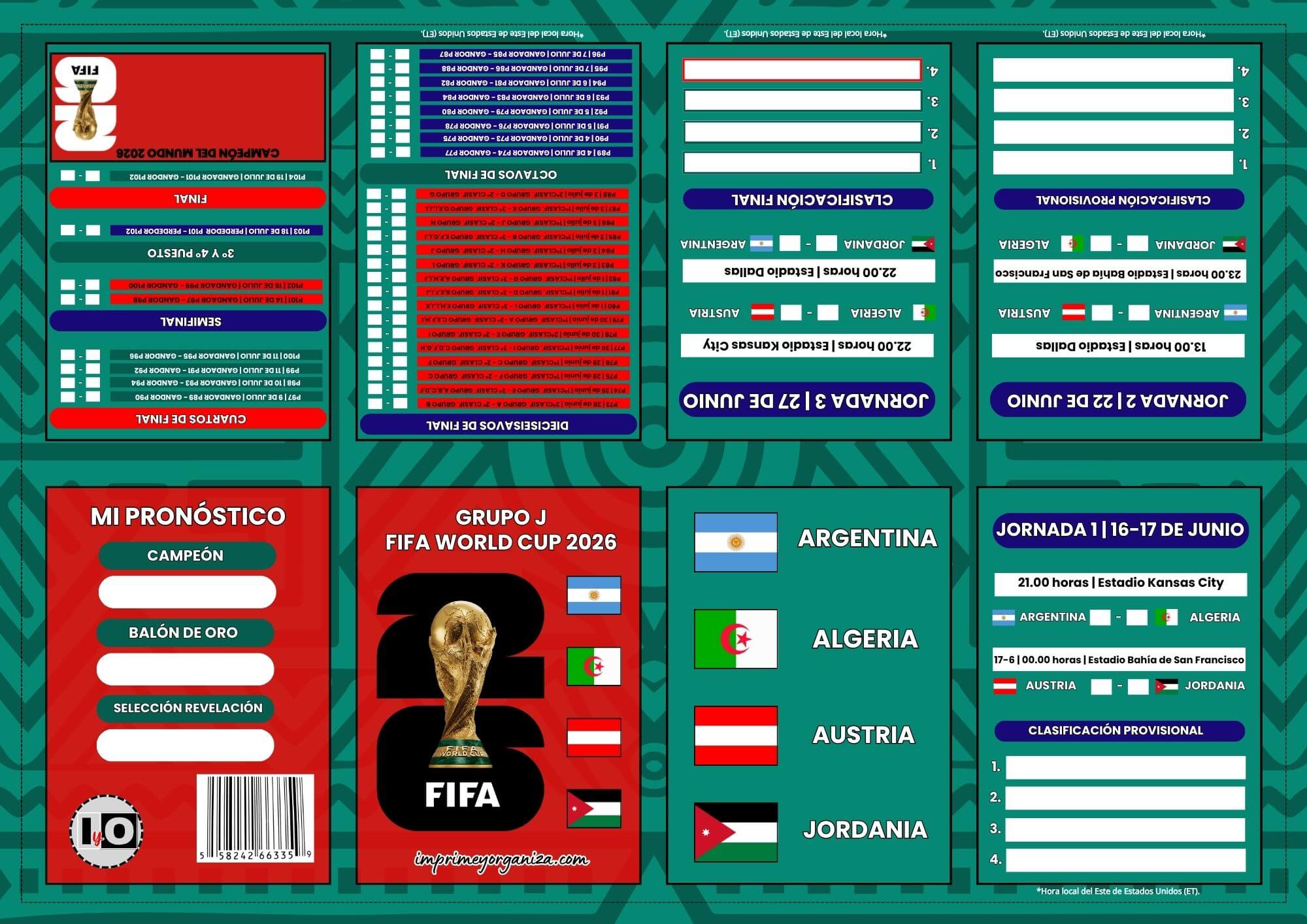 Fixture Grupo J Mundial