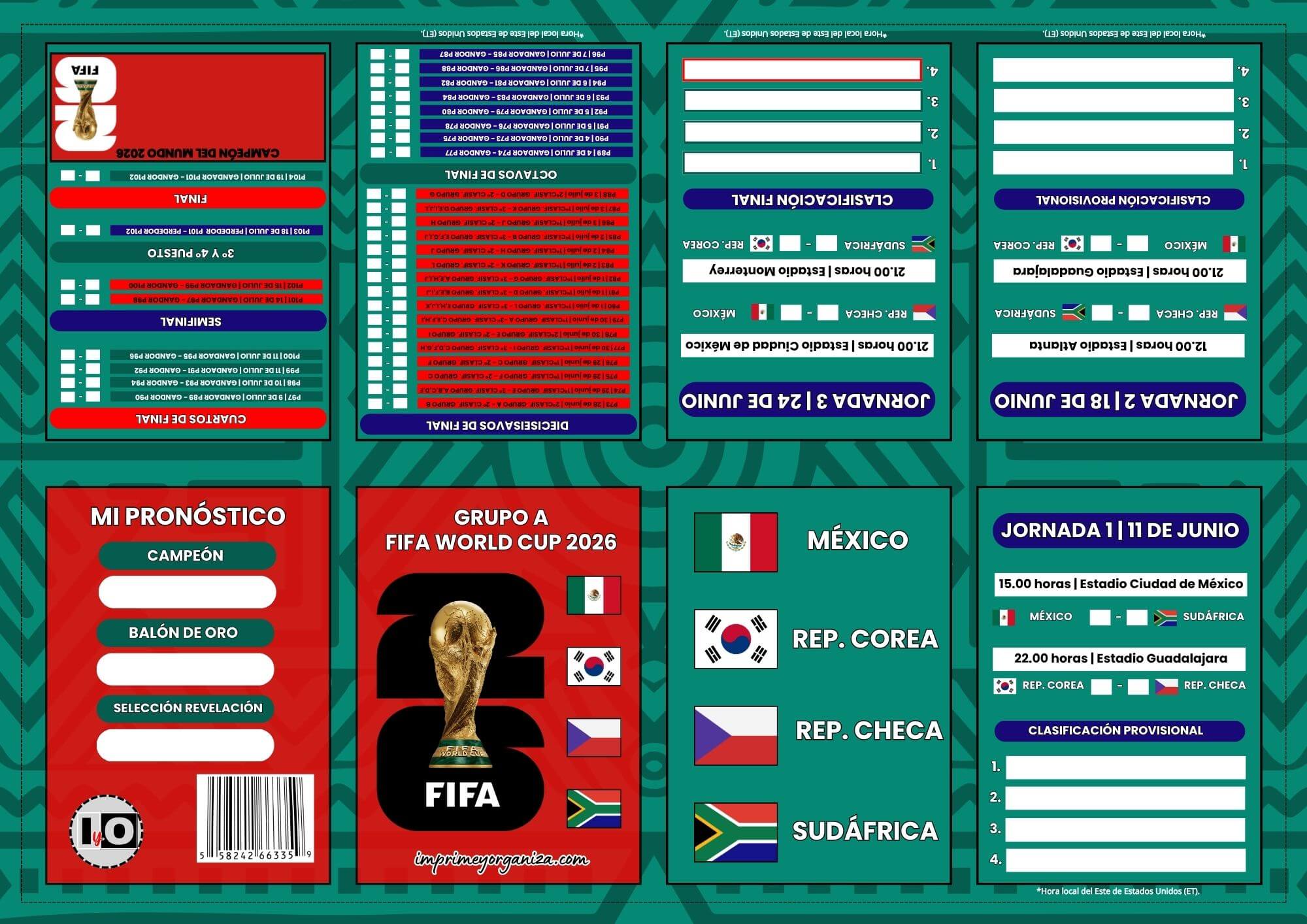 Fixture del Grupo A Mundial