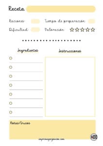 Hoja de receta minimalista amarilla