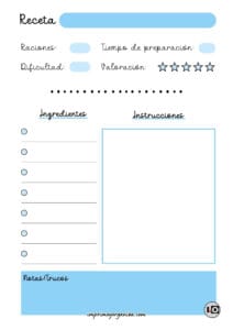 Hoja de receta minimalista azul