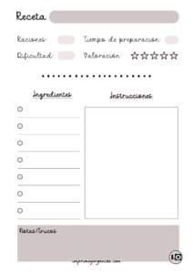 Hoja de receta minimalista gris