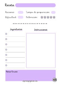 Hoja de receta minimalista lila