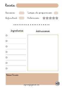 Hoja de receta minimalista marrón