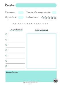 Hoja de receta minimalista turquesa