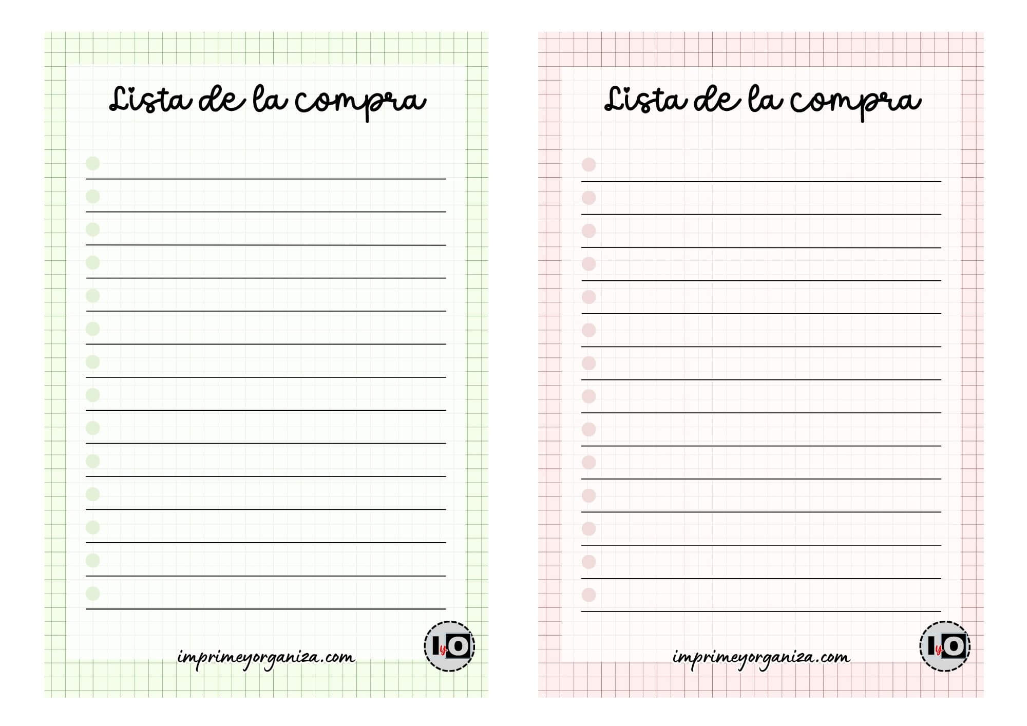 Listas de la compra cuadriculadas
